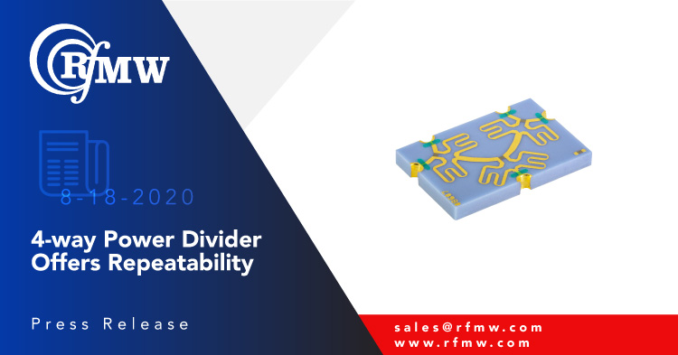 Knowles - DLI 4-Word Wilkinson Power Divider PDW08607使用5.3至5.9 GHz,最大插入损耗为0.7 dB