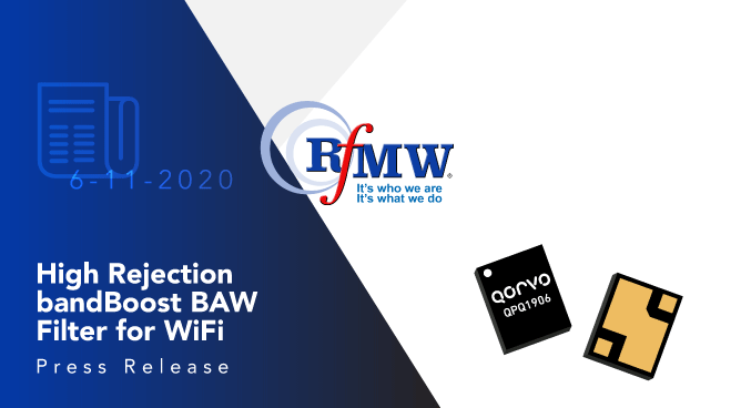 Qorvo QPQ1906 BAW带通滤波器在Wi-Fi通道10-11中表现出低损耗