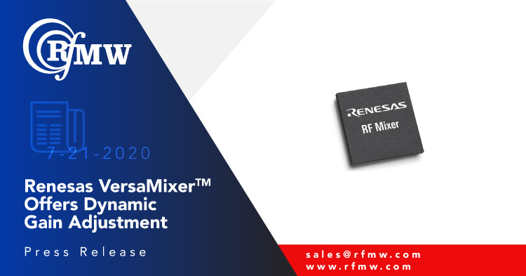 瑞萨的F1192B降频转换器混合器提供dual-paths MIMO无线电操作400至3800兆赫。