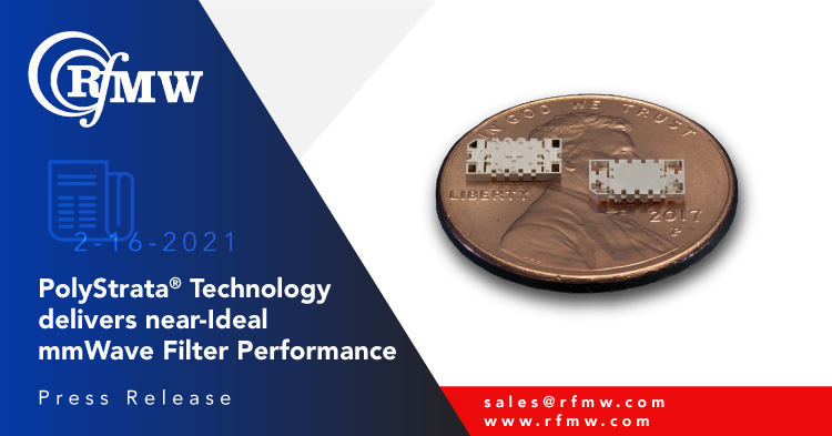 Cubic Nuvotronics PSF28B04S互数字滤波器的通频带为26.5 ~ 30 GHz，具有50 Ω特性阻抗