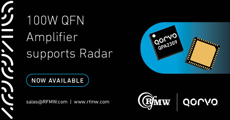 Qorvo QPA2309功率放大器提供100W的pSat RF功率从5至6 GHz