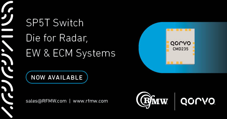 Qorvo CMD235是覆盖DC的模具形式的宽带MMIC SP5T开关