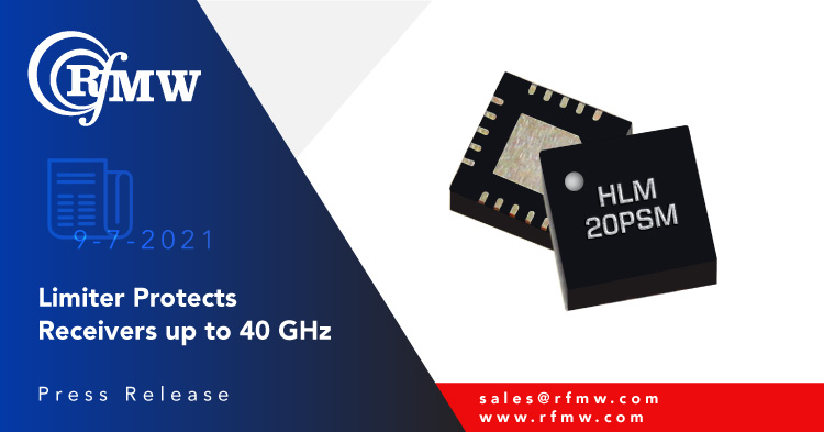 Marki Microwave的HLM-40PSM, GaAs，肖特基二极管，信号限幅器提供11到19 dBm的平漏，从直流到Ka波段的低插入损耗和低返回损耗。