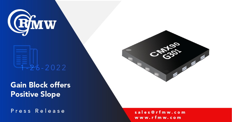 CML Microcirits CMX90G301是1.4至7.1 GHz应用的低功率，50Ω的级联MMIC增益块。